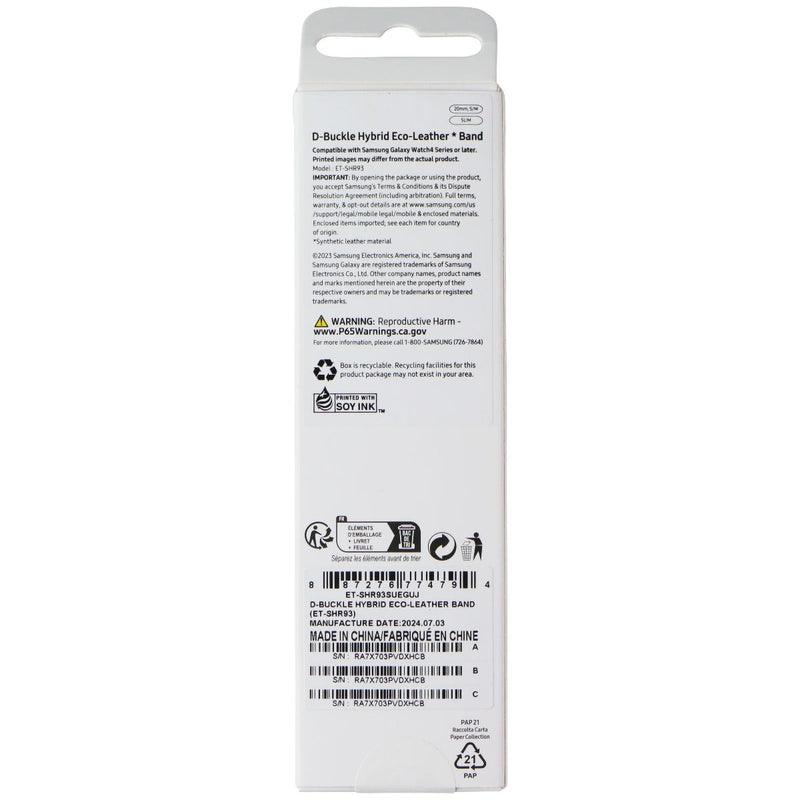 Samsung D-Buckle Hybrid Eco-Leather Band - Cream  (20mm, S/M) Slim