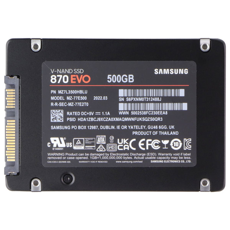 Samsung 870 EVO SATA SSD 500GB 2.5-in Internal Solid State Drive (MZ-77E500)