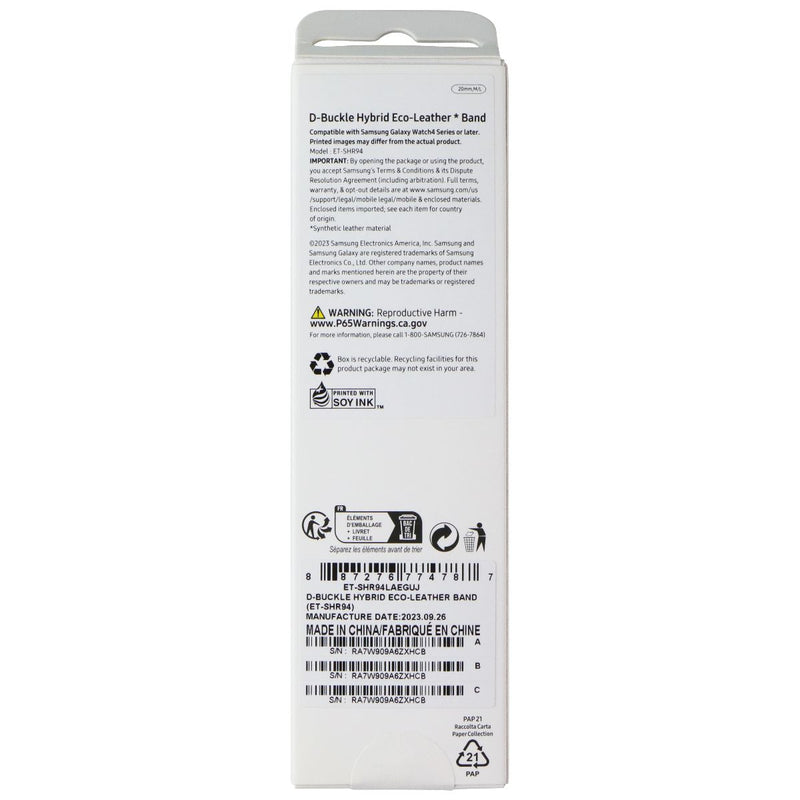 Samsung D-Buckle Hybrid Eco-Leather Band for Galaxy Watch4 - Etoupe (20mm, M/L)