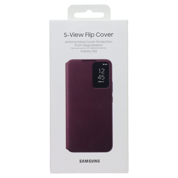 SAMSUNG Official S-View Flip Cover Case for Samsung Galaxy S22 - Burgundy
