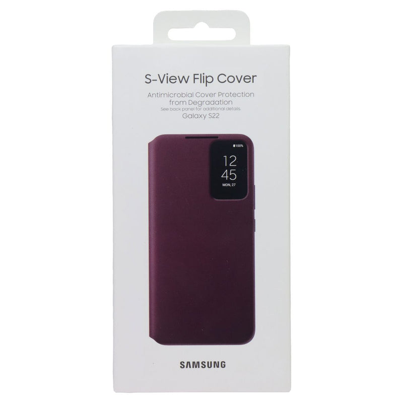 SAMSUNG Official S-View Flip Cover Case for Samsung Galaxy S22 - Burgundy