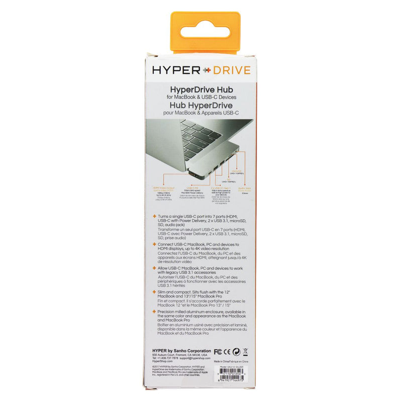 Sanho HyperDrive 7-in-1 Hub for MacBook and USB-C Devices - Silver