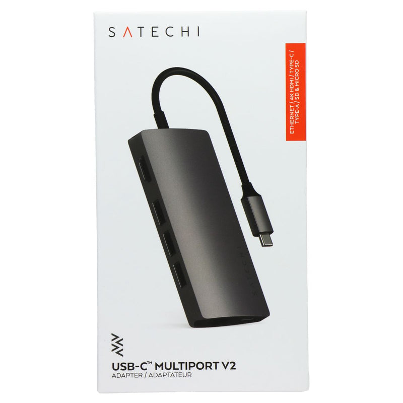 SATECHI USB-C Multiport V2 Dock Station with 4K HDMI/60W USB-C/3x USB - Gray