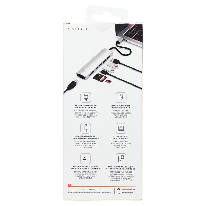 SATECHI USB-C Slim Multi-Port Adapter with Ethernet - Silver (ST-UCSMA3S)