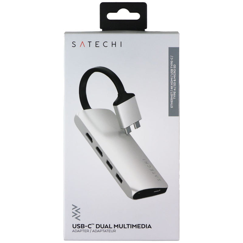SATECHI Dual USB-C Adapter with 2x 4K HDMI / USB-C PD / Ethernet - Silver