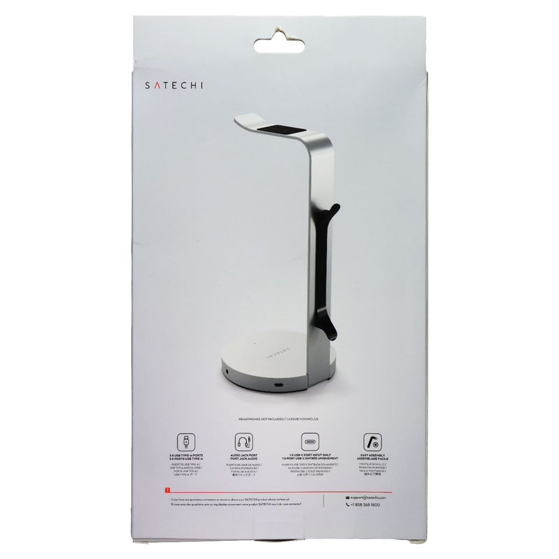 SATECHI Aluminum Headphone Stand Hub with 3 USB 3.0 Ports & 3.5mm - Silver