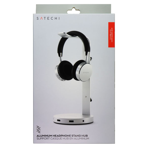 SATECHI Aluminum Headphone Stand Hub with 3 USB 3.0 Ports & 3.5mm - Silver