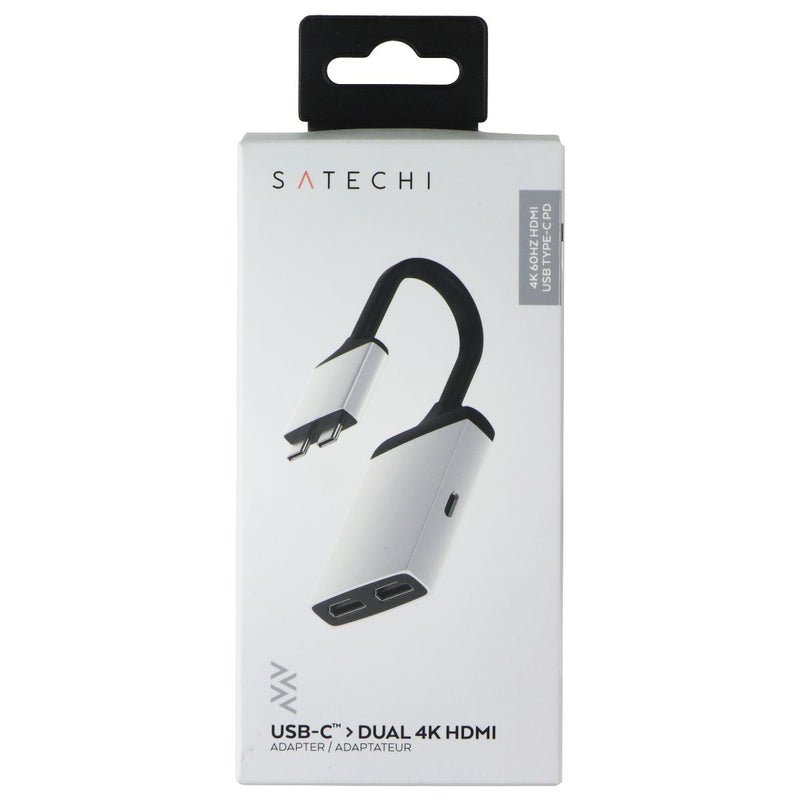 SATECHI USB-C Dual 4K HDMI Adapter with (2x 4K 60hz HDMI Ports) - Silver