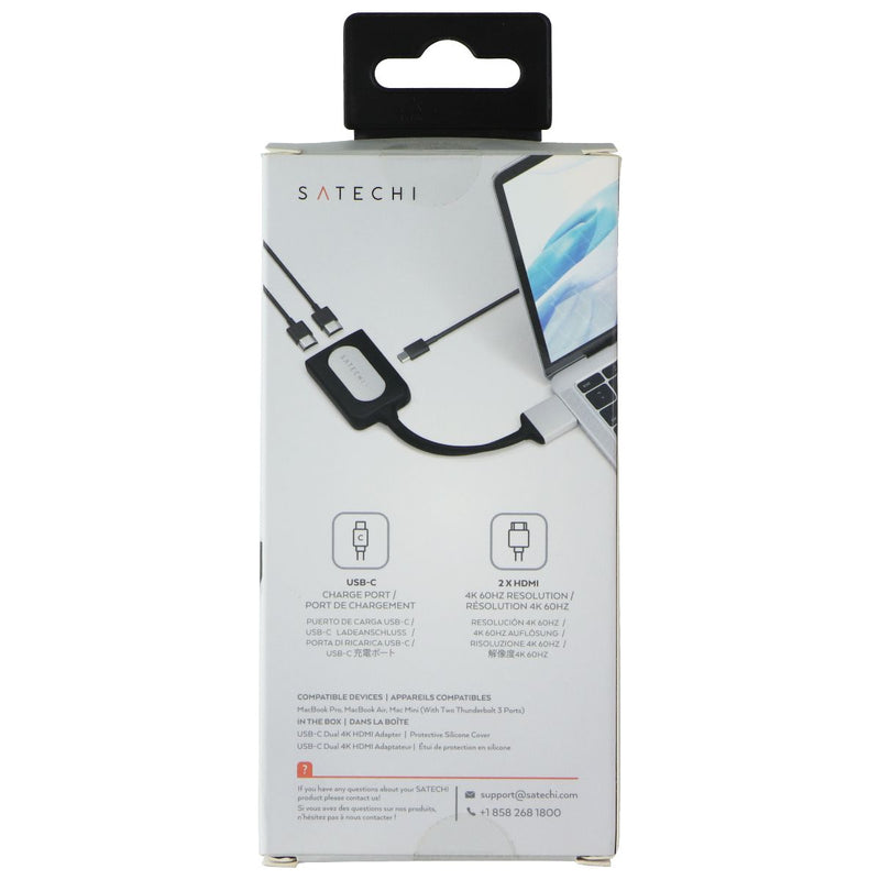 SATECHI USB-C Dual 4K HDMI Adapter with (2x 4K 60hz HDMI Ports) - Silver