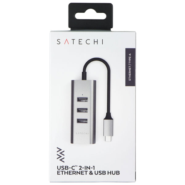 SATECHI USB-C 2-in-1 Ethernet & 3 Port USB Hub for MacBook/iPhone - Space Gray