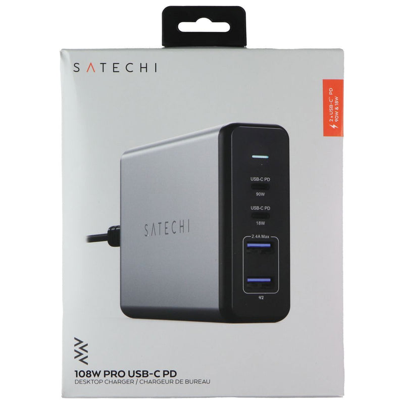 SATECHI 108W Pro USB-C PD Desktop Charger - Gray/Black (AU, Australia Plug)