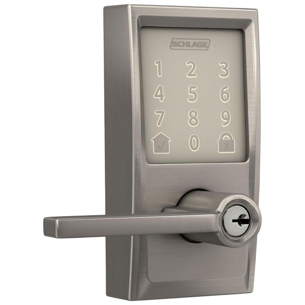 Schlage Century Electronic Encode Smart WiFi Latitude Lever - Satin Nickel