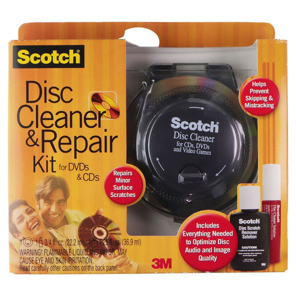 Scotch AV1160 CD/DVD Disc Cleaner & Repair Kit - Black (AV1160)