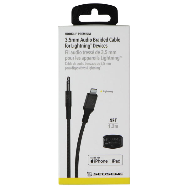 SCOSCHE 4FT 3.5MM To Lightning 8-Pin Braided Cable - Space Gray