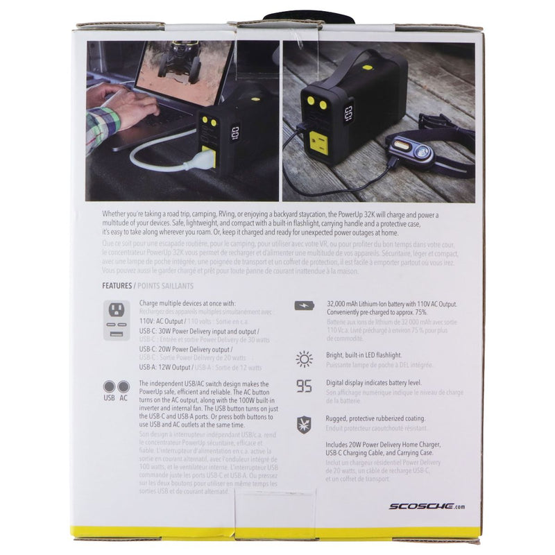 Scosche (100W) PowerUp 32K Portable Power Hub with Built-in Flashlight - Black