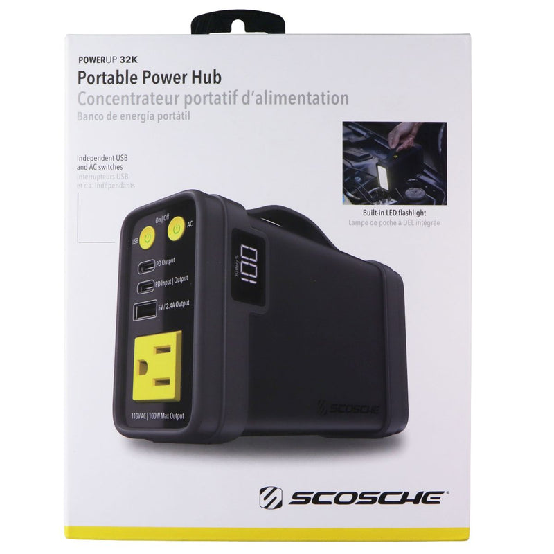 Scosche (100W) PowerUp 32K Portable Power Hub with Built-in Flashlight - Black