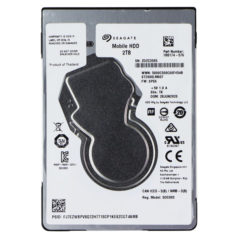 Seagate (2TB) 2.5-inch Mobile HDD - SATA 6GBs 5400RPM (ST2000LM007)