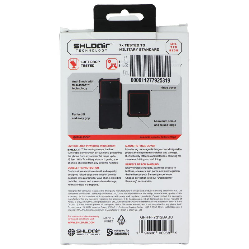 SHLDAir Case for Samsung Galaxy Z Flip5 - Black/Orange