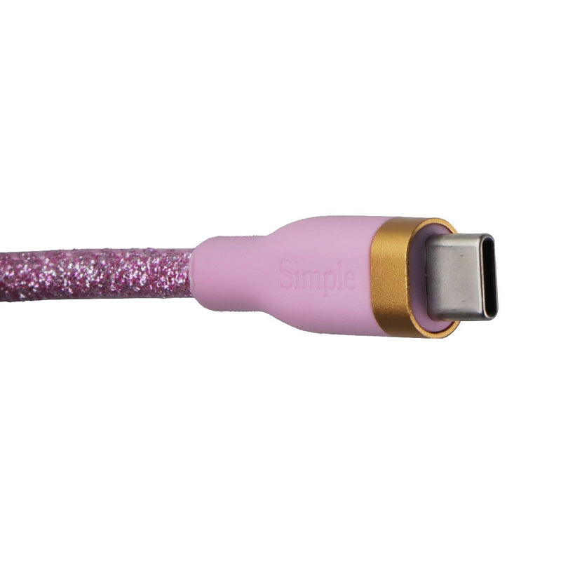 Simple Fashion Series 6FT USB-C to USB-C Cable - Pink Glitter