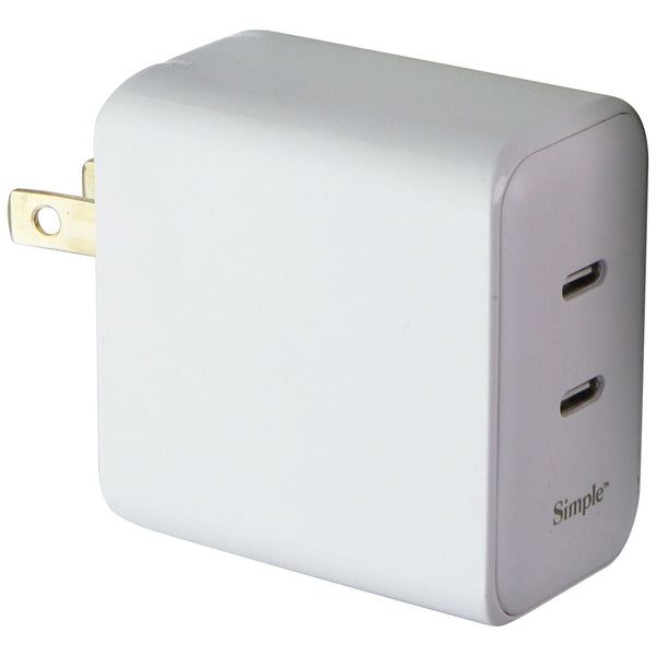 Simple 60W Dual USB-C Wall Charger - White