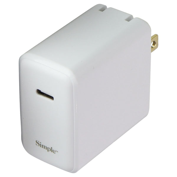 Simple 45W USB-C 5V/3A Wall Charger w/ Folding Prong - White