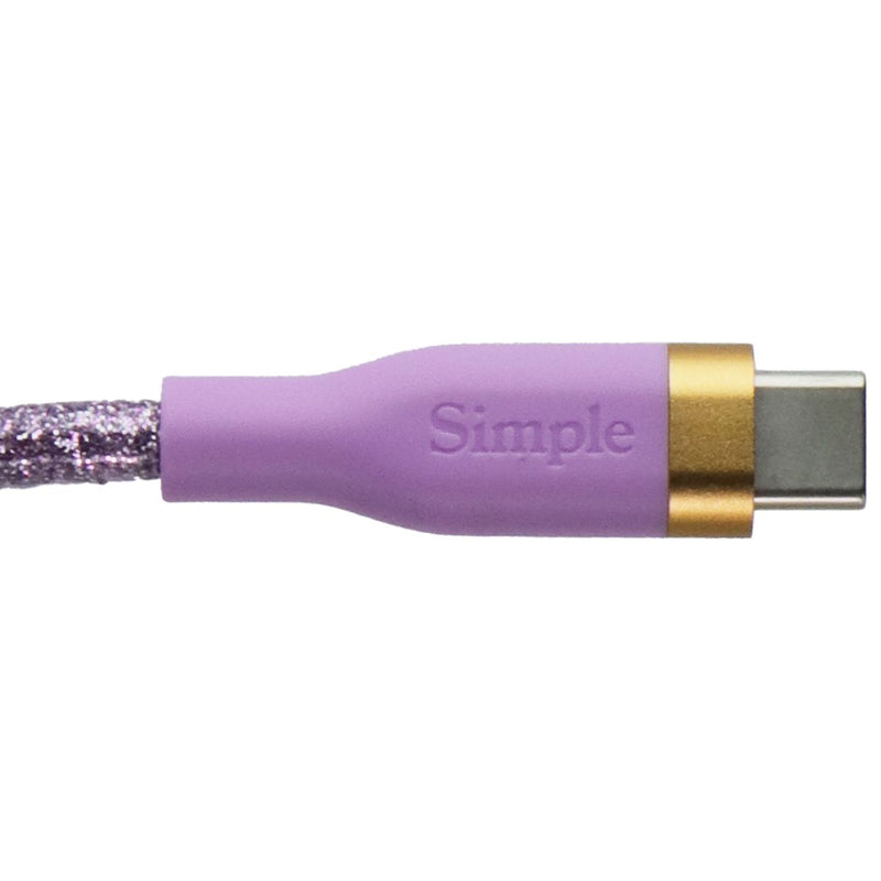 S. Simple Fashion Series 6FT USB-C to USB-C Cable - Purple Glitter