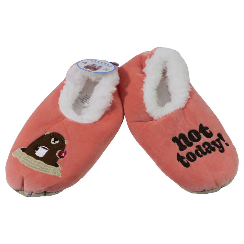 Snoozies Womens Not Today Groundhog Slippers - (7/8) Medium