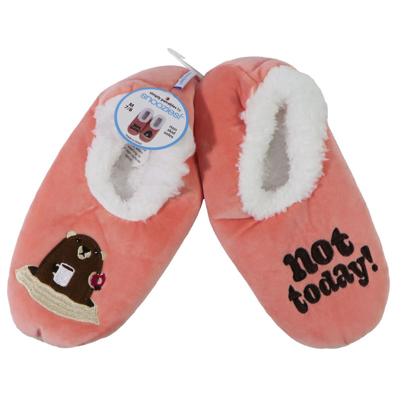 Snoozies Womens Not Today Groundhog Slippers - (7/8) Medium