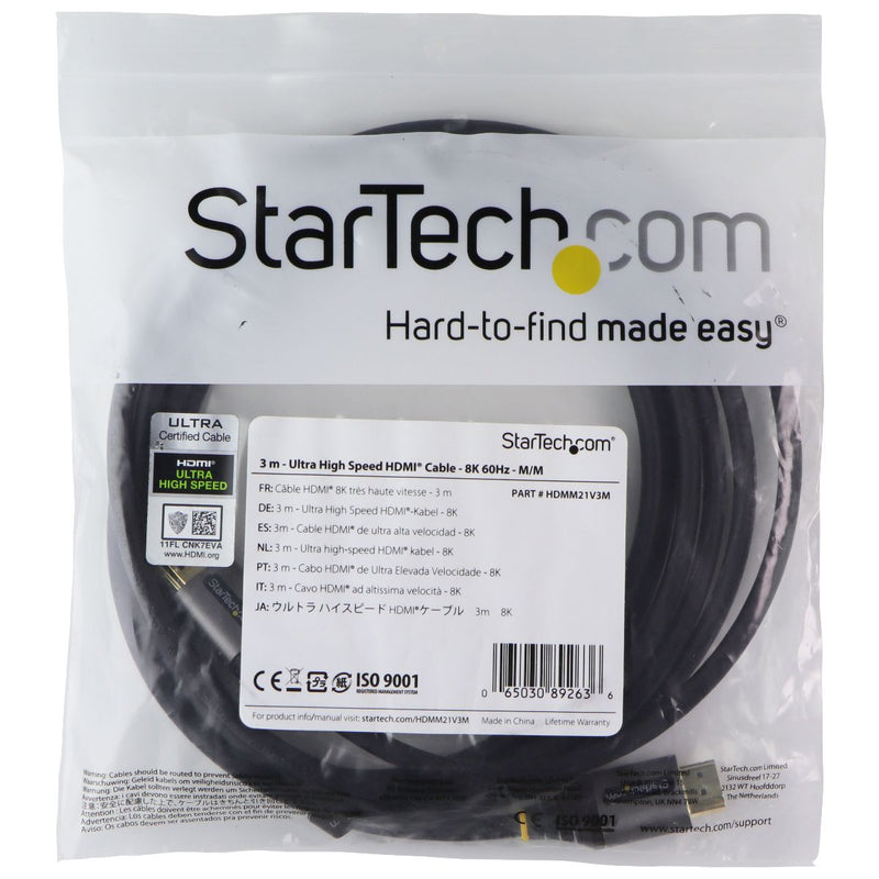StarTech (9.8ft / 3m) 2.1 Ultra High Speed HDMI Cable - 8K 60HZ - 48Gbps