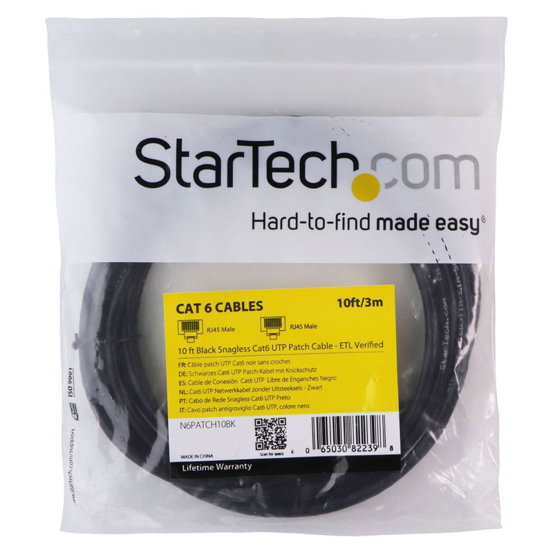 StarTech (10-Foot) Snagless CAT6 UTP Ethernet Patch Cable - ETL Verified - Black
