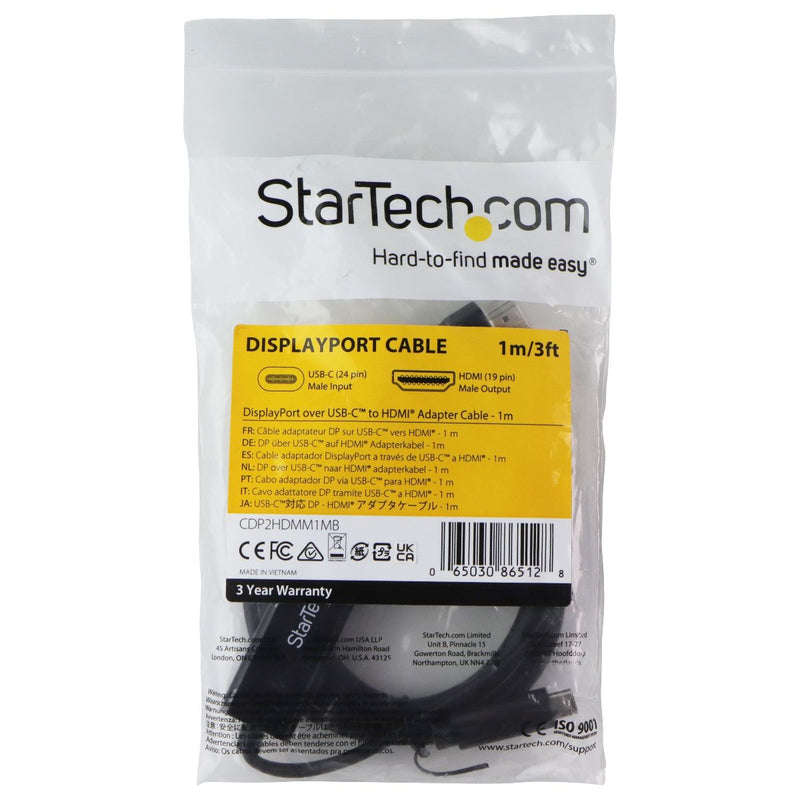 Star Tech 3 Foot USB-C to HDMI Display Port Cable (4K 30Hz) - Black