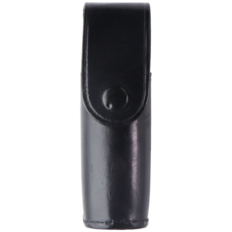 Stallion Leather Single Utility Holder Belt Pouch - Black / Black Button