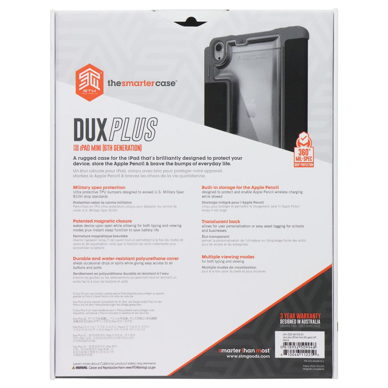 STM Dux Plus Rugged Case/Stand for Apple iPad Mini (6th Gen) - Black/Clear