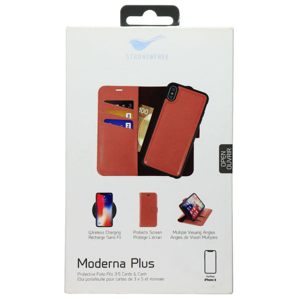 StrongNFree Moderna Plus Series Wallet Case for iPhone Xs and X - Dusty Red