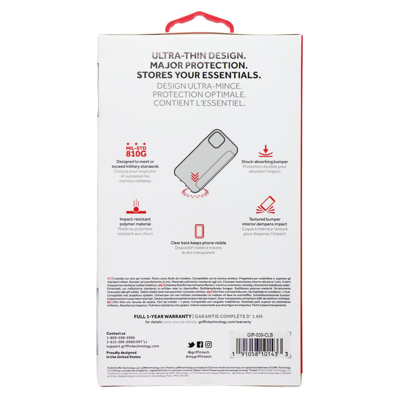 Griffin Survivor Clear Wallet Case for Apple iPhone 11 Pro Max - Clear/Black