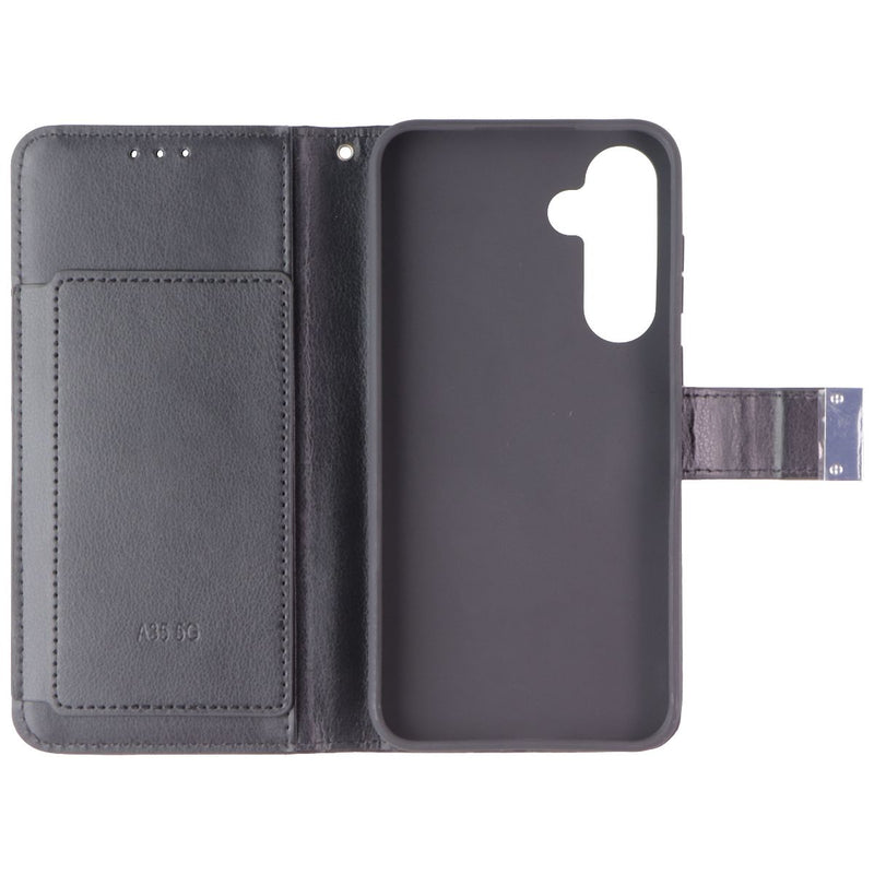 SYB Tech Accessory Folio Case for Samsung Galaxy A35 5G - Black Leather