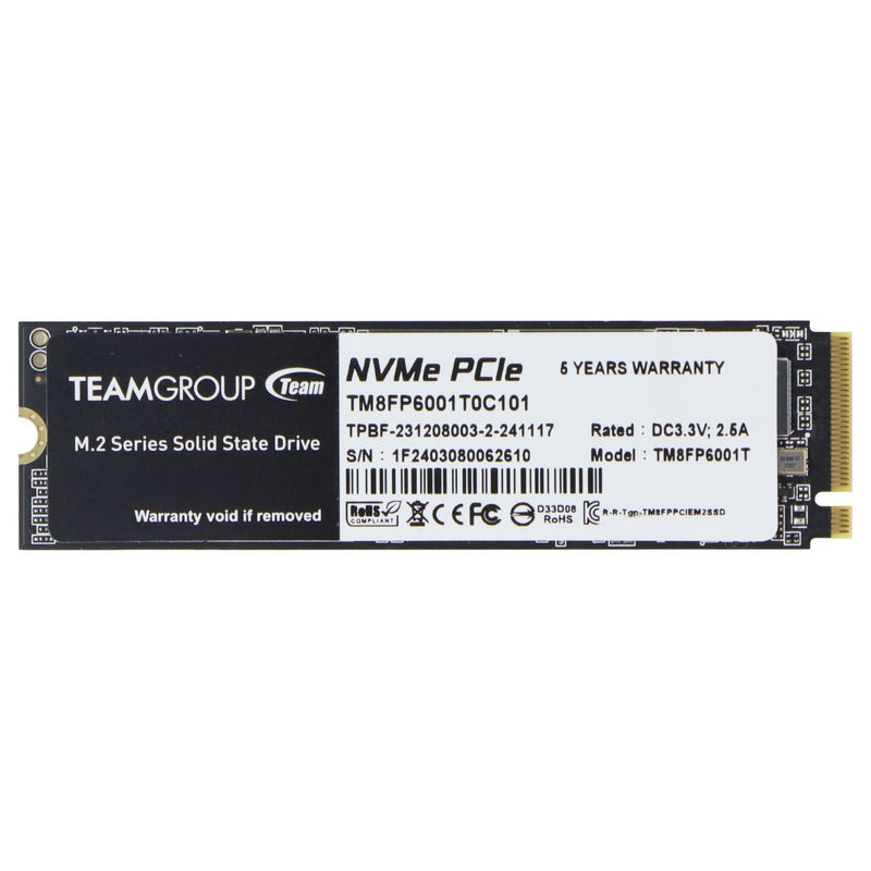 TeamGroup MP33 NVMe PCIe Gen3 x4 M.2 Series 1TB SSD