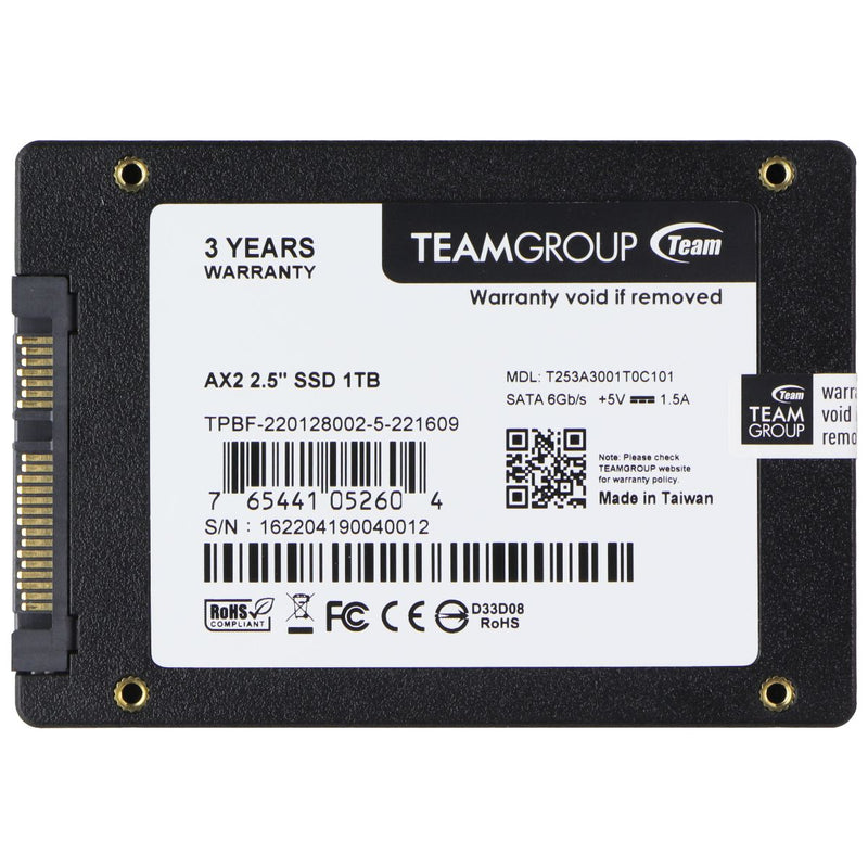 TeamGroup (1 TB) AX2 2.5-inch Internal Solid State Drive SSD (T253A3001T0C101)