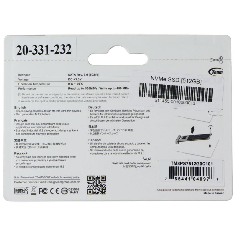 TeamGroup (512GB) MS30 M.2 Solid State Drive Internal SATA III 6Gb/s