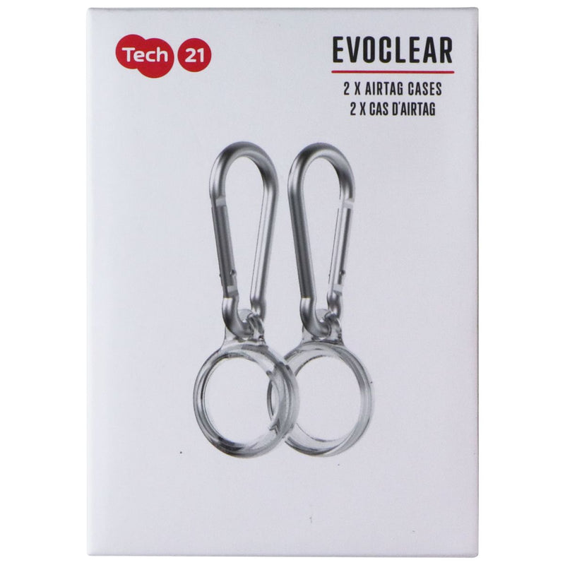 Tech21 EvoClear Cases with Carabiners for Apple AirTag - Clear (Pack of 2)