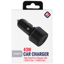 TEKYA 43W Dual Port (USB-A + USB-C) Car Charger - Black