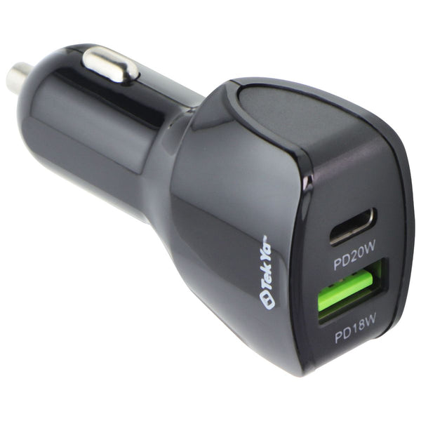 TekYa 38W Dual Port Car Charger Head with USB-C PD - Black