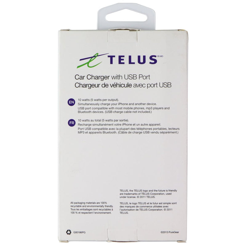 Telus 10W Micro-USB Wired Car Charger with Extra USB Port - Black (G00186PG)