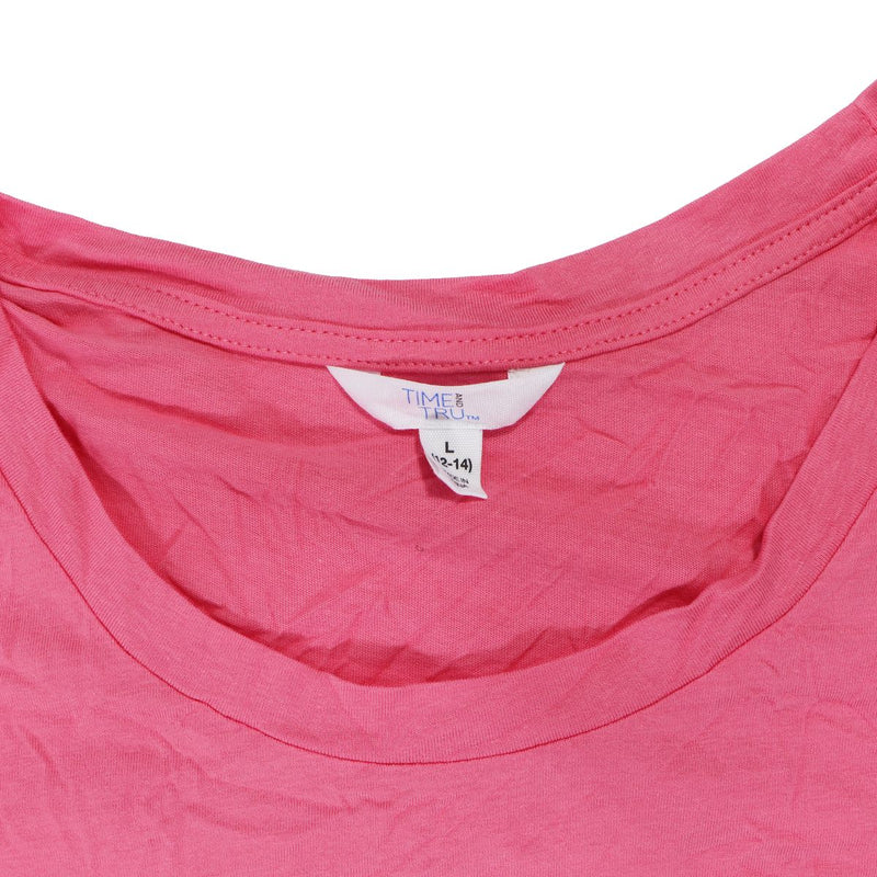 Time and Tru Women's Puff Sleeve Top - Size Large - Coral Rose