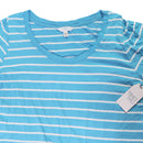 Time and Tru Women's Puff Sleeve Top - Size Large - Aqua Springs / White Stripe