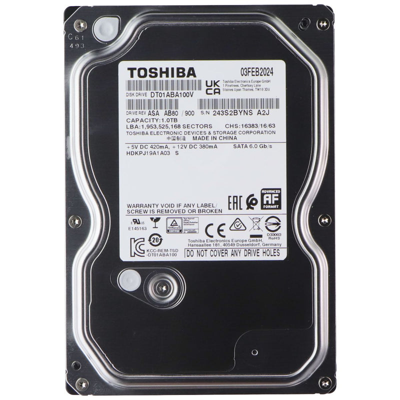 Toshiba DT01ABA100V 1TB SATA 6.0 Gb/s 5700 RPM Desktop Hard Drive