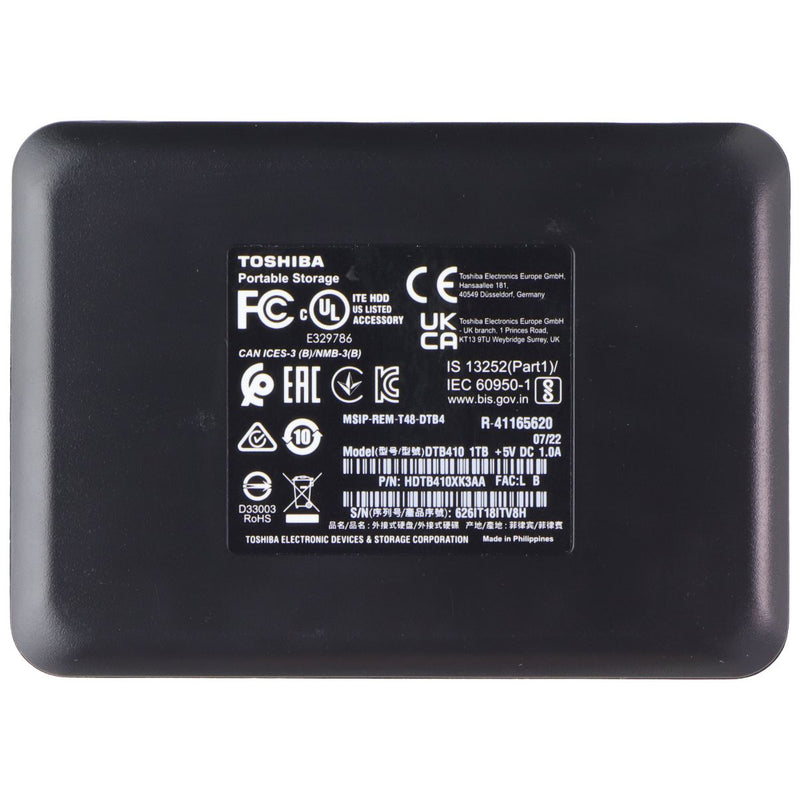 Toshiba Canvio Basics 1TB Portable External Hard Drive USB 3.0, Black - HDTB410