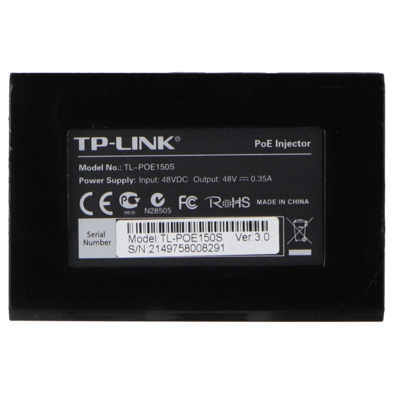 TP-LINK Power over Ethernet (PoE) Injector Adapter Model TL-POE150S - Black