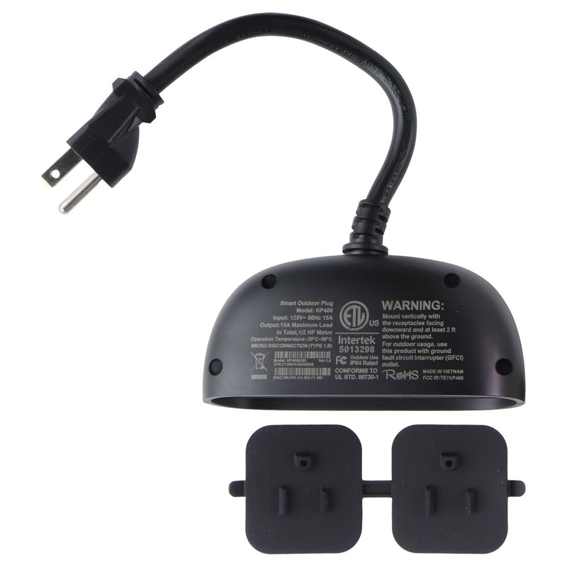 TP-Link Kasa Smart Outdoor Wi-Fi Plug with 2 Sockets (KP400) - Black