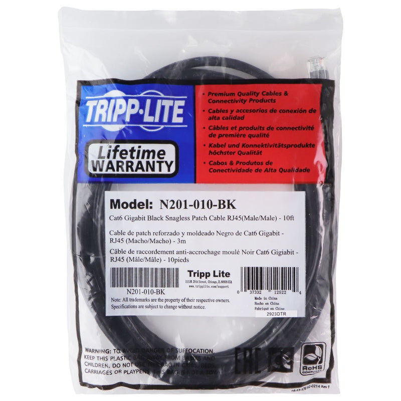 Tripp Lite Cat6 Gigabit Snagless Molded Patch Cable (RJ45 M/M) - Black / 10ft